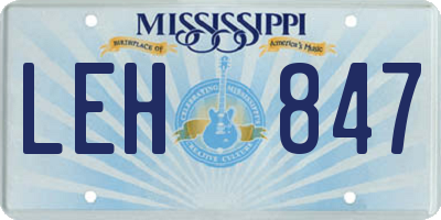 MS license plate LEH847