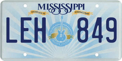 MS license plate LEH849