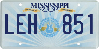 MS license plate LEH851