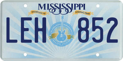 MS license plate LEH852