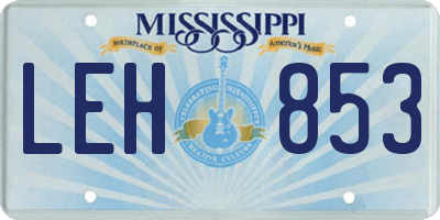 MS license plate LEH853