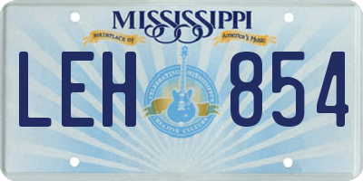 MS license plate LEH854
