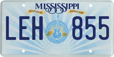 MS license plate LEH855