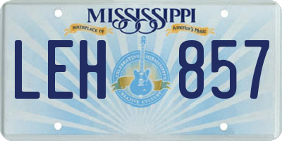 MS license plate LEH857