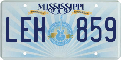 MS license plate LEH859