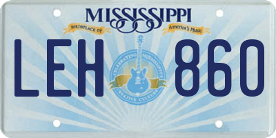 MS license plate LEH860