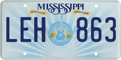 MS license plate LEH863