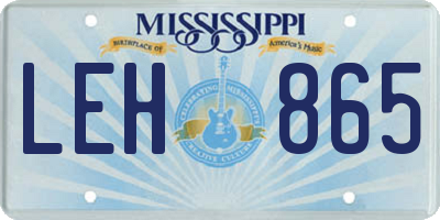 MS license plate LEH865