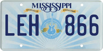 MS license plate LEH866