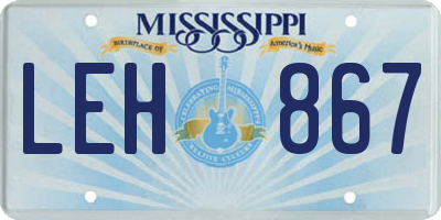 MS license plate LEH867