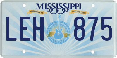 MS license plate LEH875