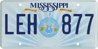 MS license plate LEH877