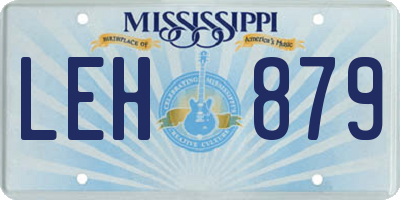 MS license plate LEH879