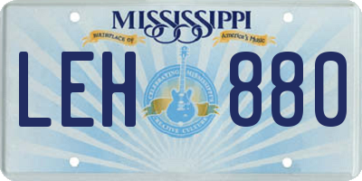 MS license plate LEH880