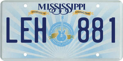MS license plate LEH881