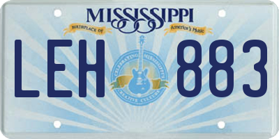 MS license plate LEH883