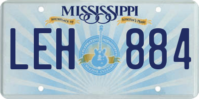 MS license plate LEH884