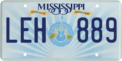 MS license plate LEH889
