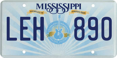 MS license plate LEH890