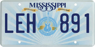MS license plate LEH891