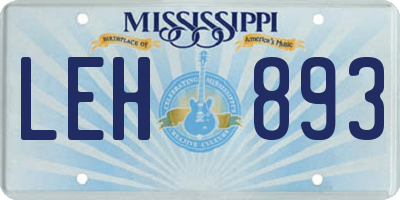 MS license plate LEH893