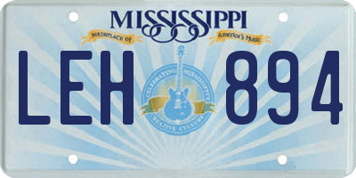 MS license plate LEH894