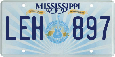 MS license plate LEH897