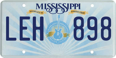 MS license plate LEH898