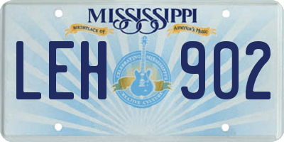 MS license plate LEH902