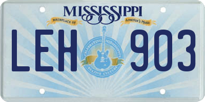 MS license plate LEH903