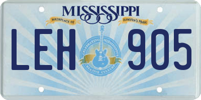 MS license plate LEH905