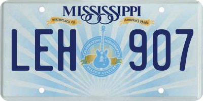 MS license plate LEH907