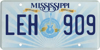 MS license plate LEH909