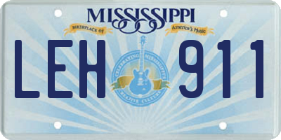 MS license plate LEH911