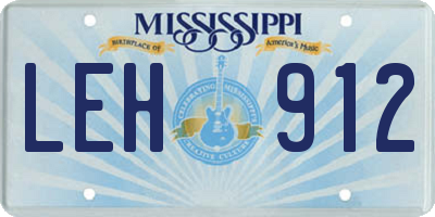 MS license plate LEH912