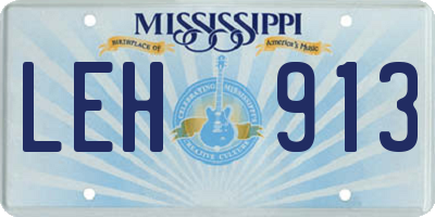 MS license plate LEH913
