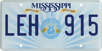 MS license plate LEH915