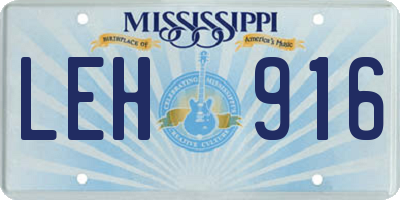 MS license plate LEH916