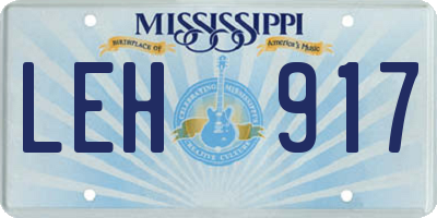 MS license plate LEH917