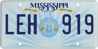 MS license plate LEH919