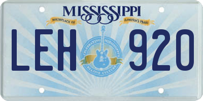 MS license plate LEH920