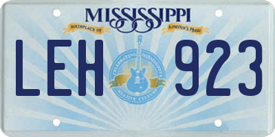 MS license plate LEH923
