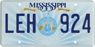 MS license plate LEH924