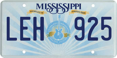 MS license plate LEH925