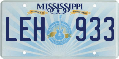 MS license plate LEH933