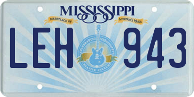 MS license plate LEH943