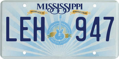 MS license plate LEH947