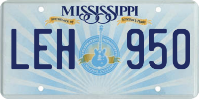 MS license plate LEH950