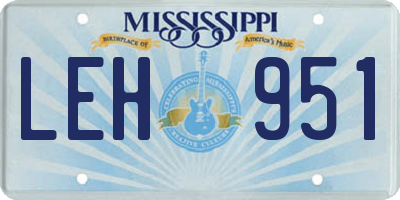 MS license plate LEH951