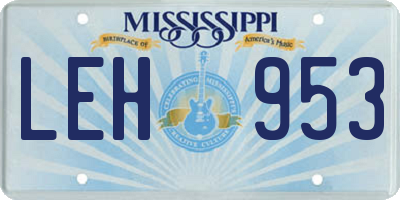 MS license plate LEH953
